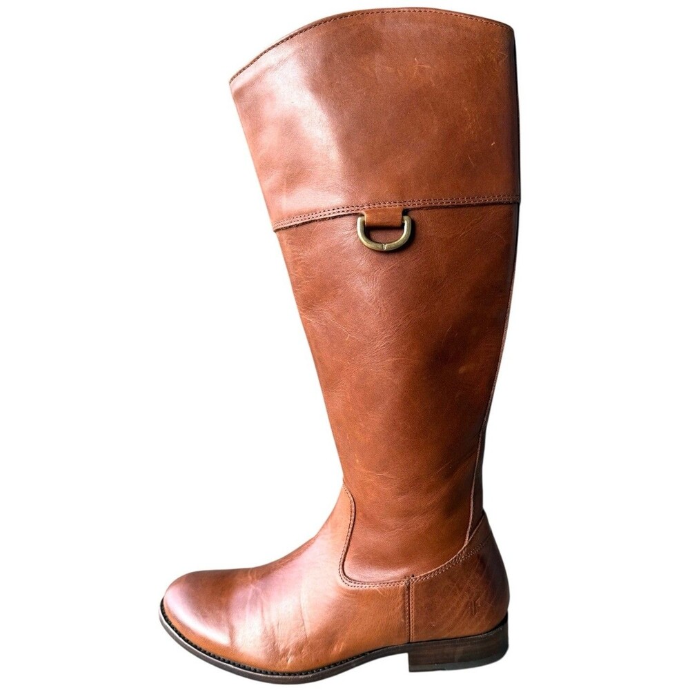 Frye Melissa D Ring Brown Leather Side Zip Boots Women’s Size 7M